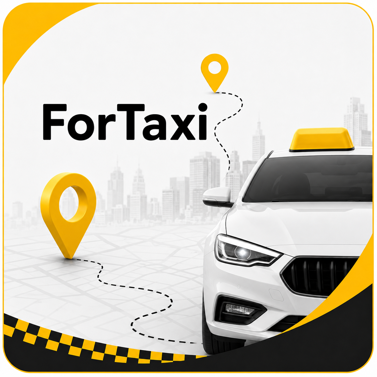 מונית ForTaxi עם סימוני מסלול על המפה